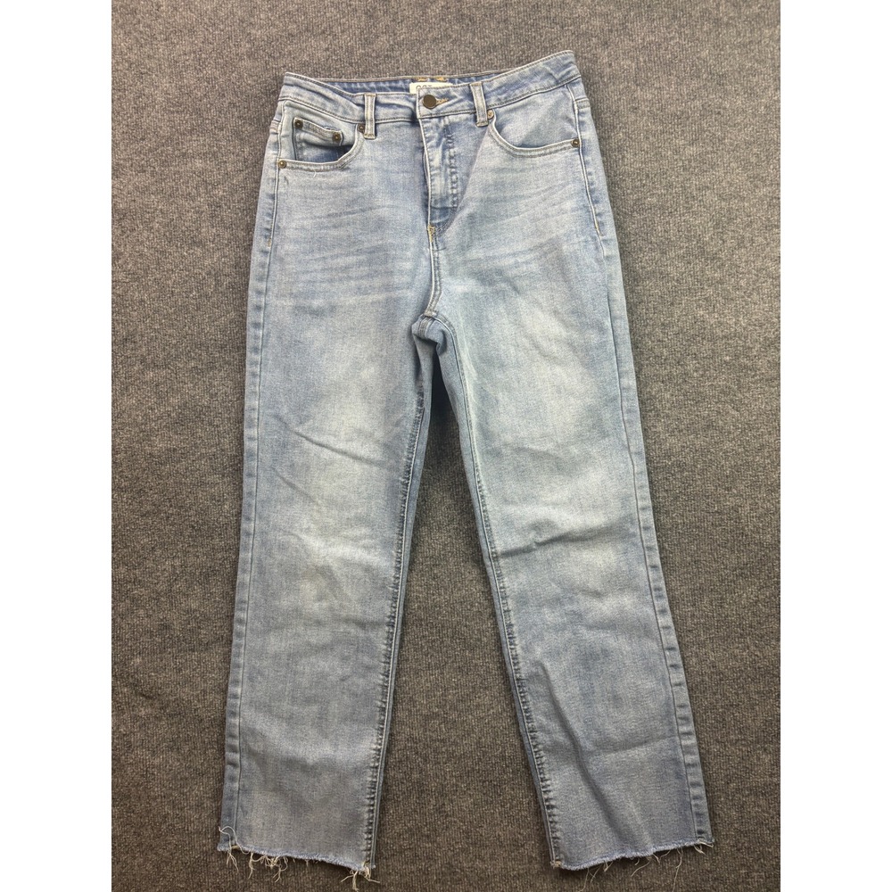 Oat New York Straight Leg Jeans Womens 4/27 Light‎ Blue Raw Hem High Rise
